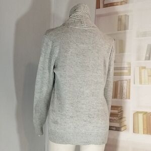 Emerald Heather Gray Ribbed Turtleneck Sweater